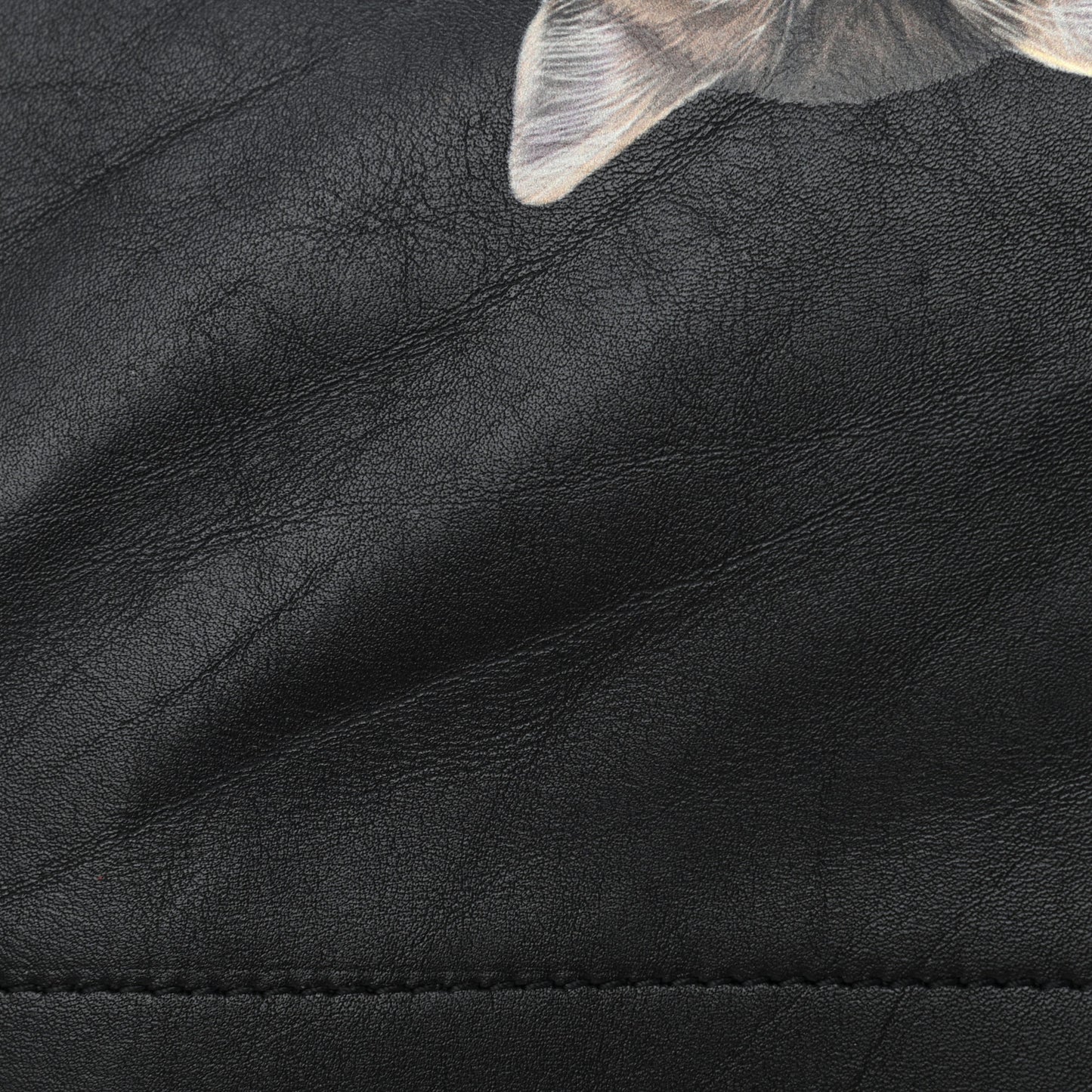 Calfskin Printed Kitten Plastic Bag Shopper S Black
