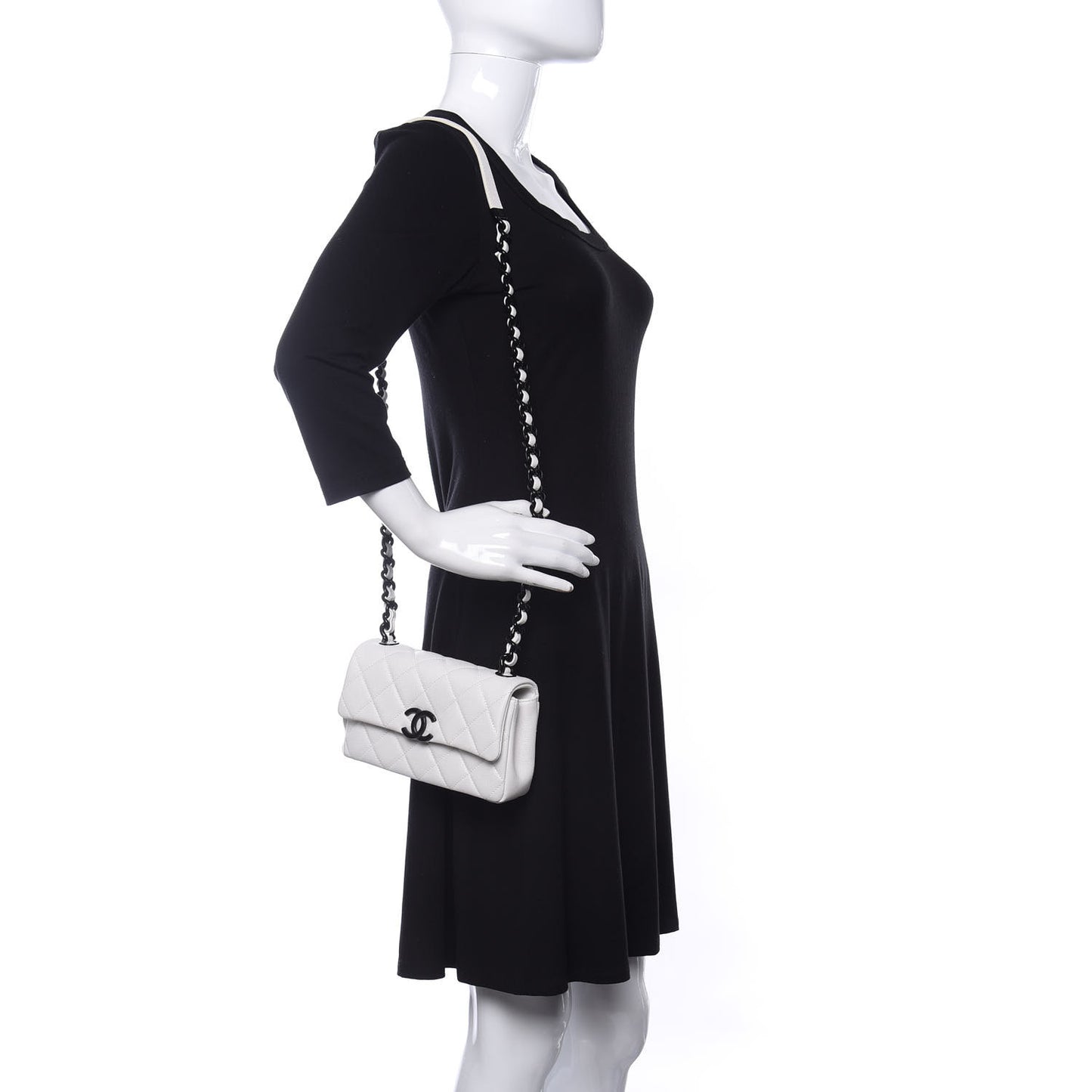 Caviar Quilted My Everything Small Flap White Black