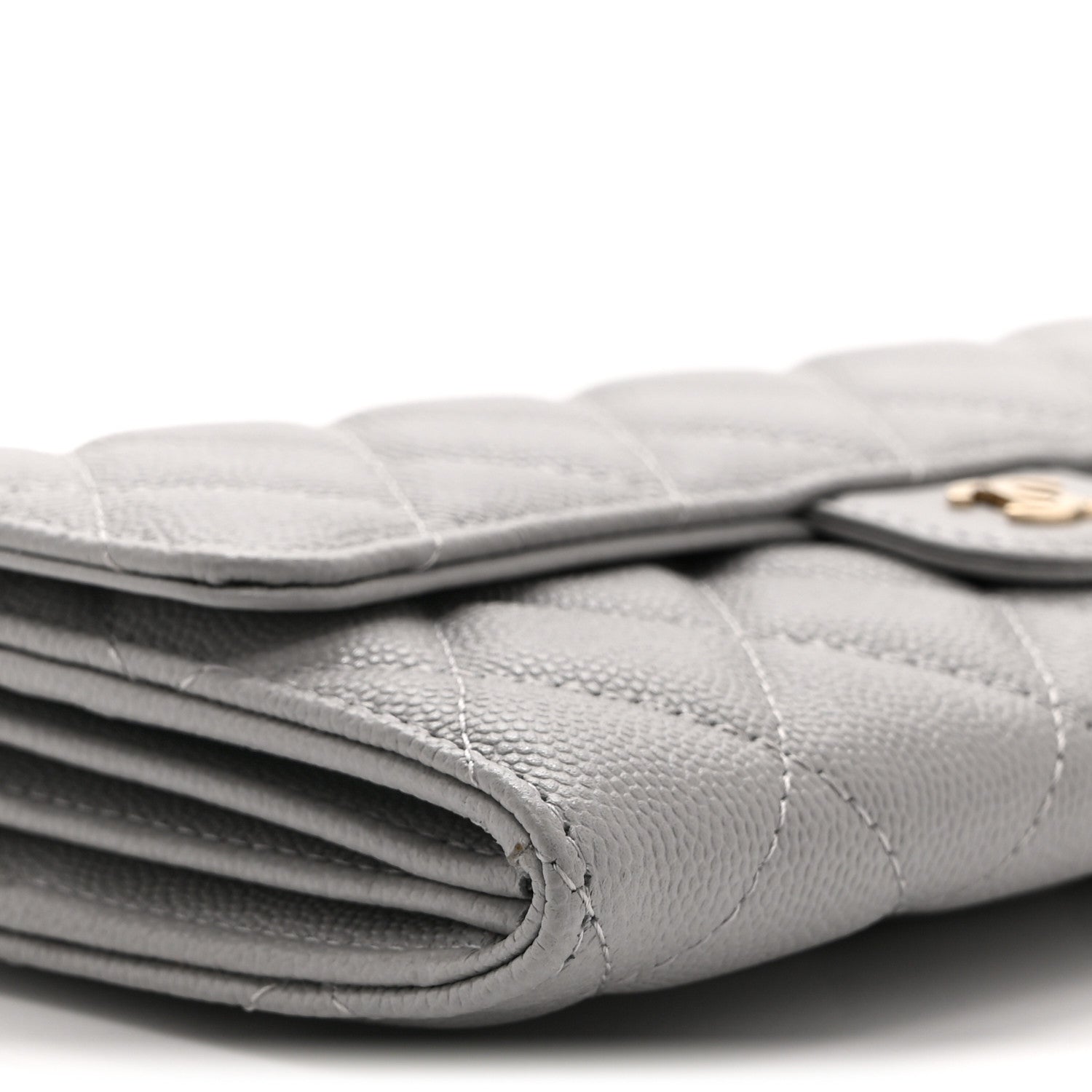 Chanel Caviar Quilted Large Gusset Flap Wallet Grey 10 of 11
