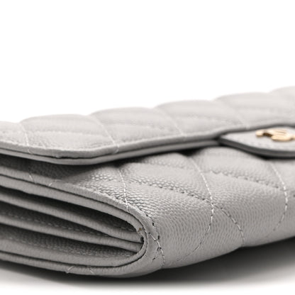 Chanel Caviar Quilted Large Gusset Flap Wallet Grey 10 of 11