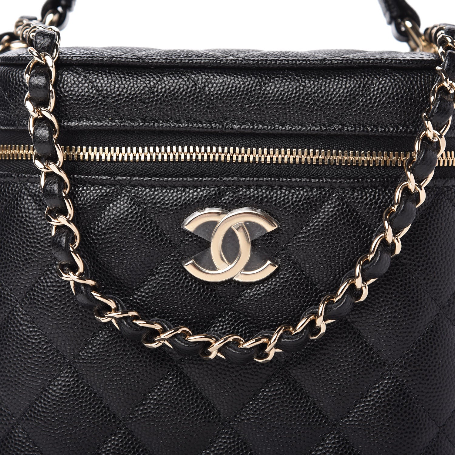 Chanel Caviar Quilted Small Top Handle Vanity Case With Chain Black 9 of 10