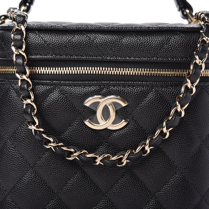 Chanel Caviar Quilted Small Top Handle Vanity Case With Chain Black 9 of 10