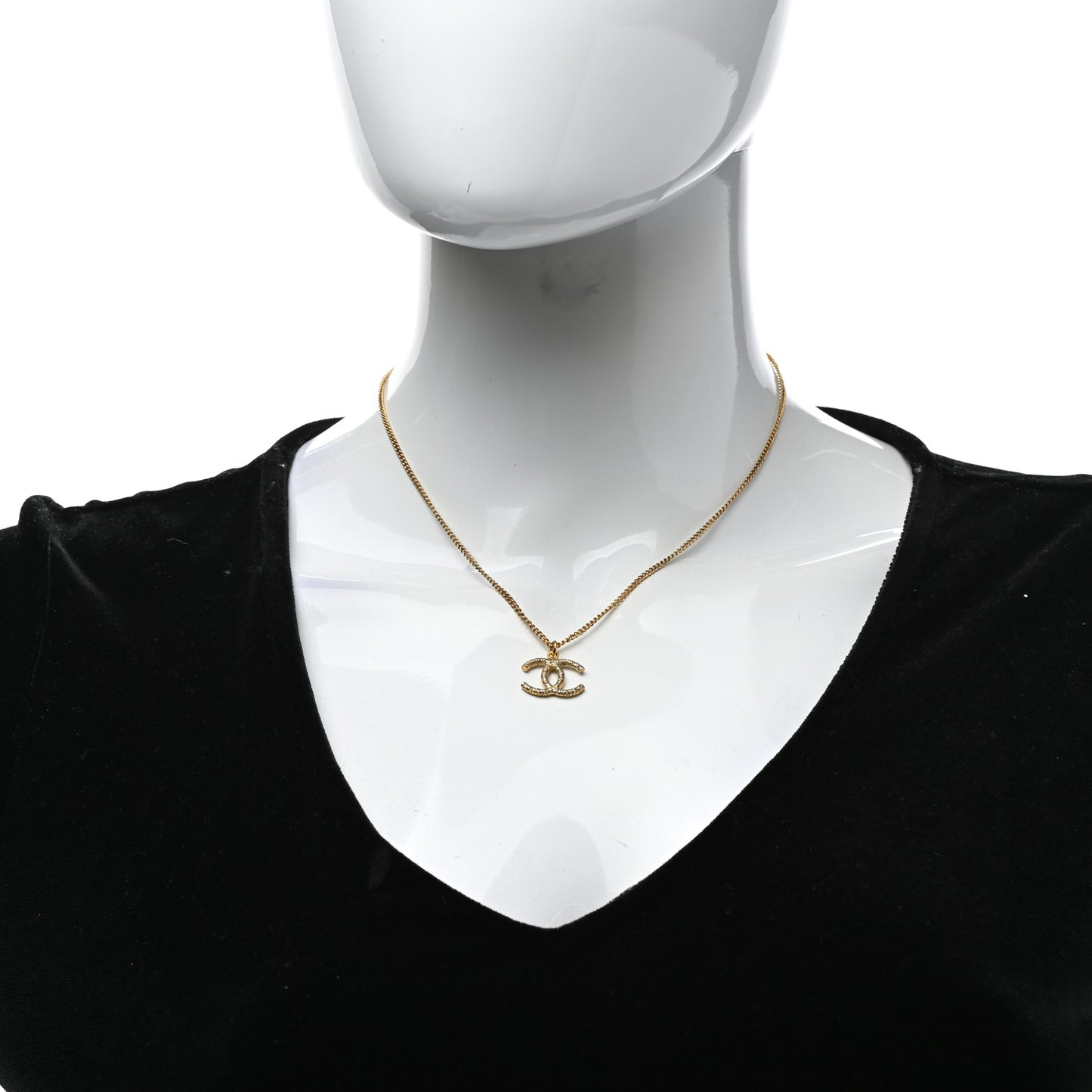 Crystal CC Pendant Necklace Gold