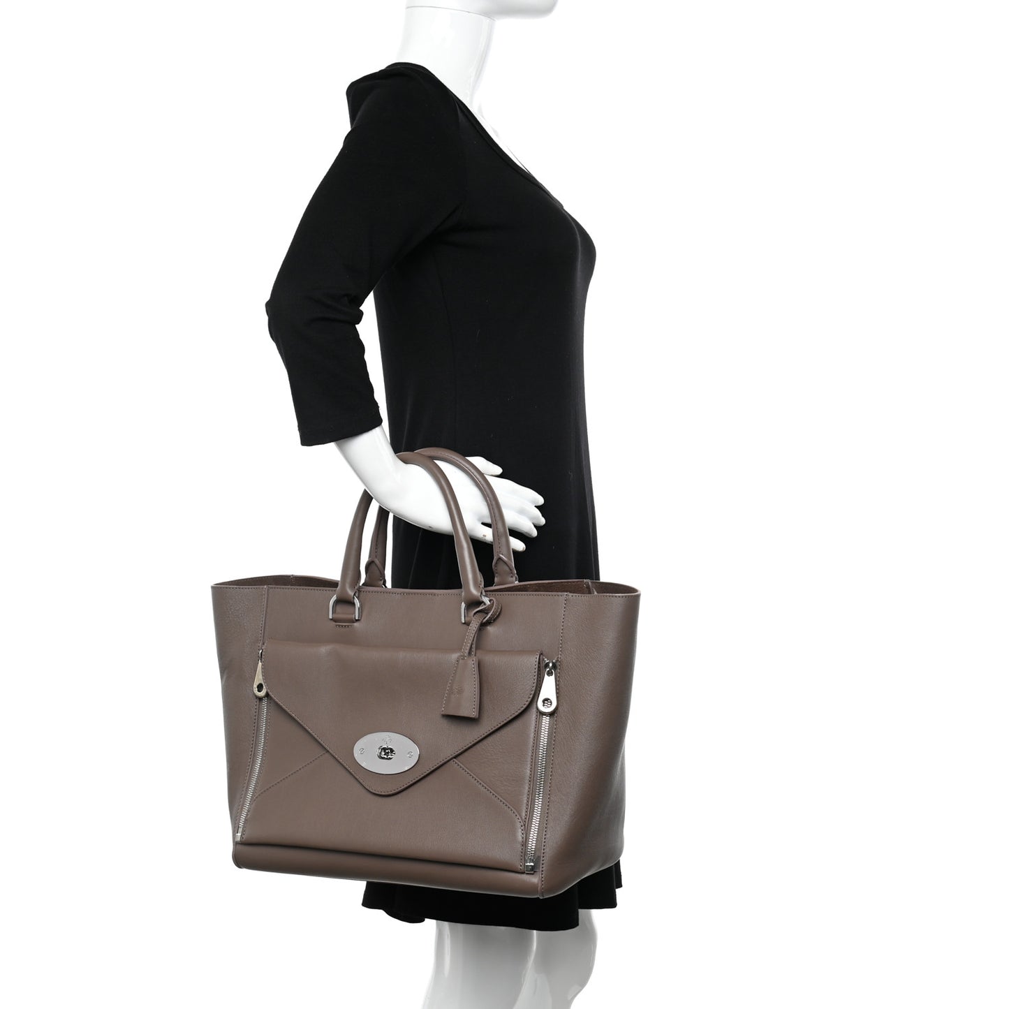 Silky Calf Medium Willow Tote Taupe