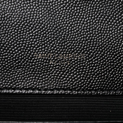 Saint Laurent Grain De Poudre Textured Mixed Matelasse Triquilt Medium Monogram Satchel Black 7 of 13