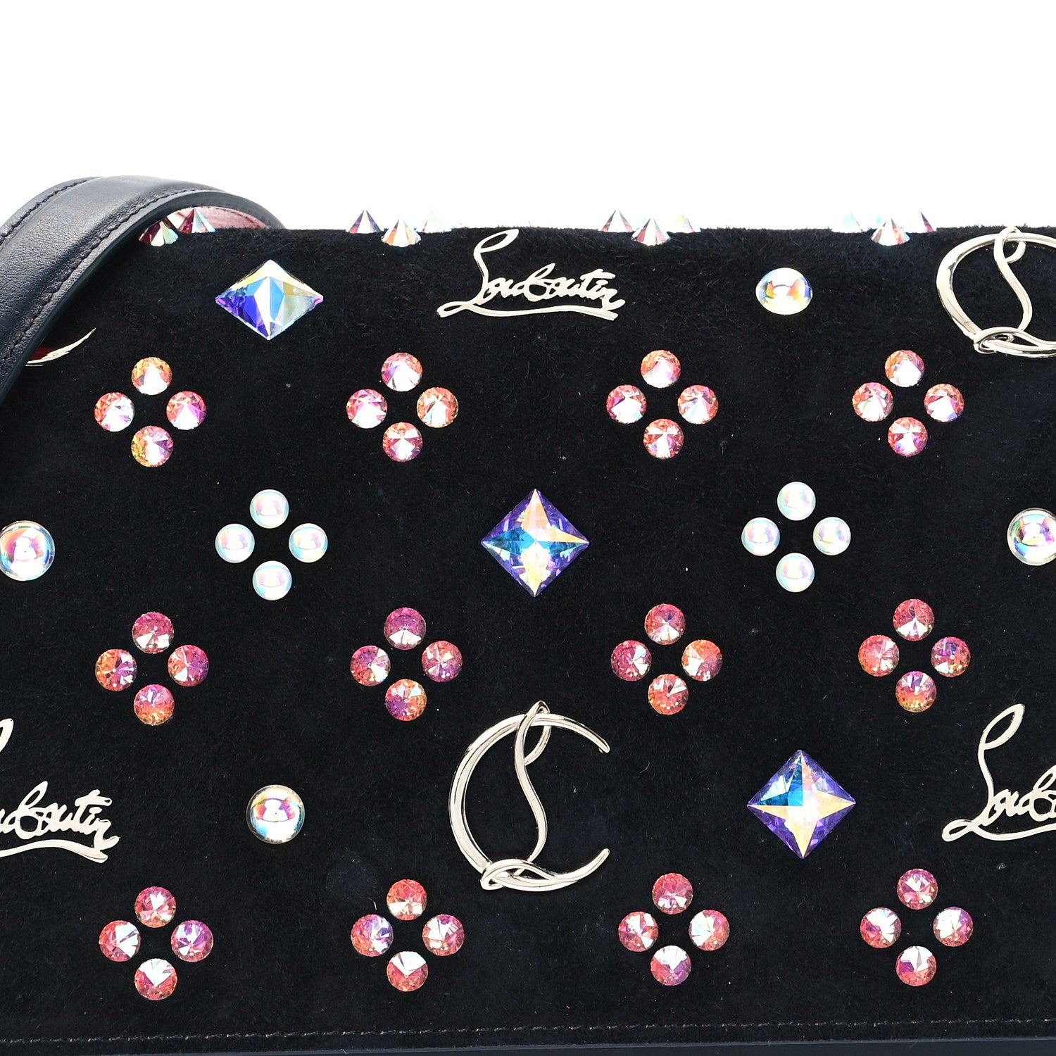 Christian Louboutin Calfskin Spikes Loubinthesky Paloma Clutch Black Multicolor 7 of 9