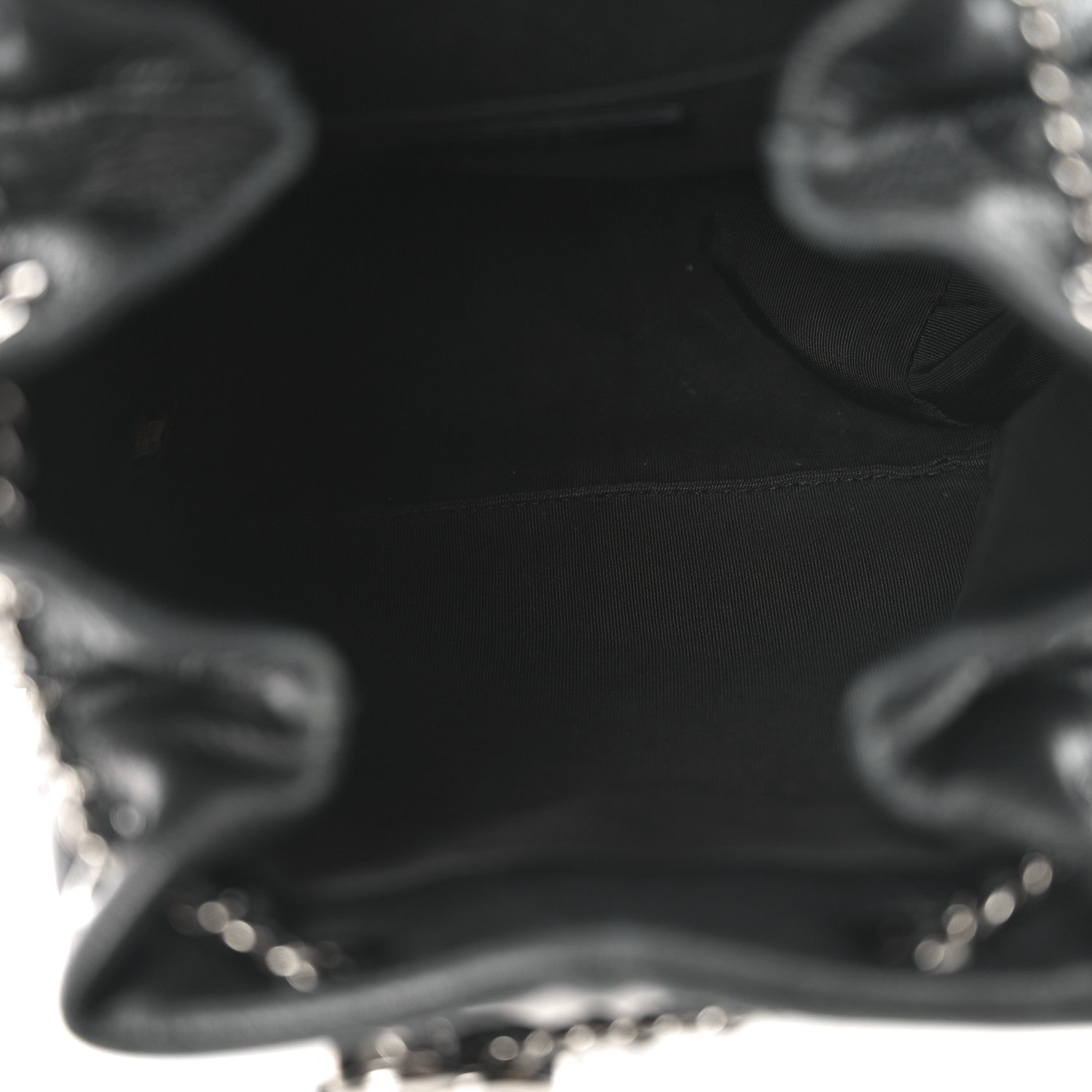 Chanel Deerskin Chevron Small CC Chain Bucket Bag Black 5 of 10