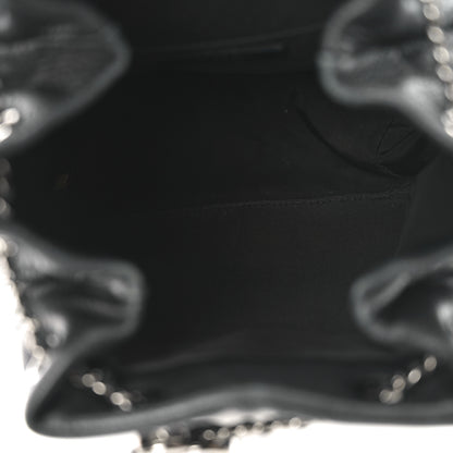 Chanel Deerskin Chevron Small CC Chain Bucket Bag Black 5 of 10
