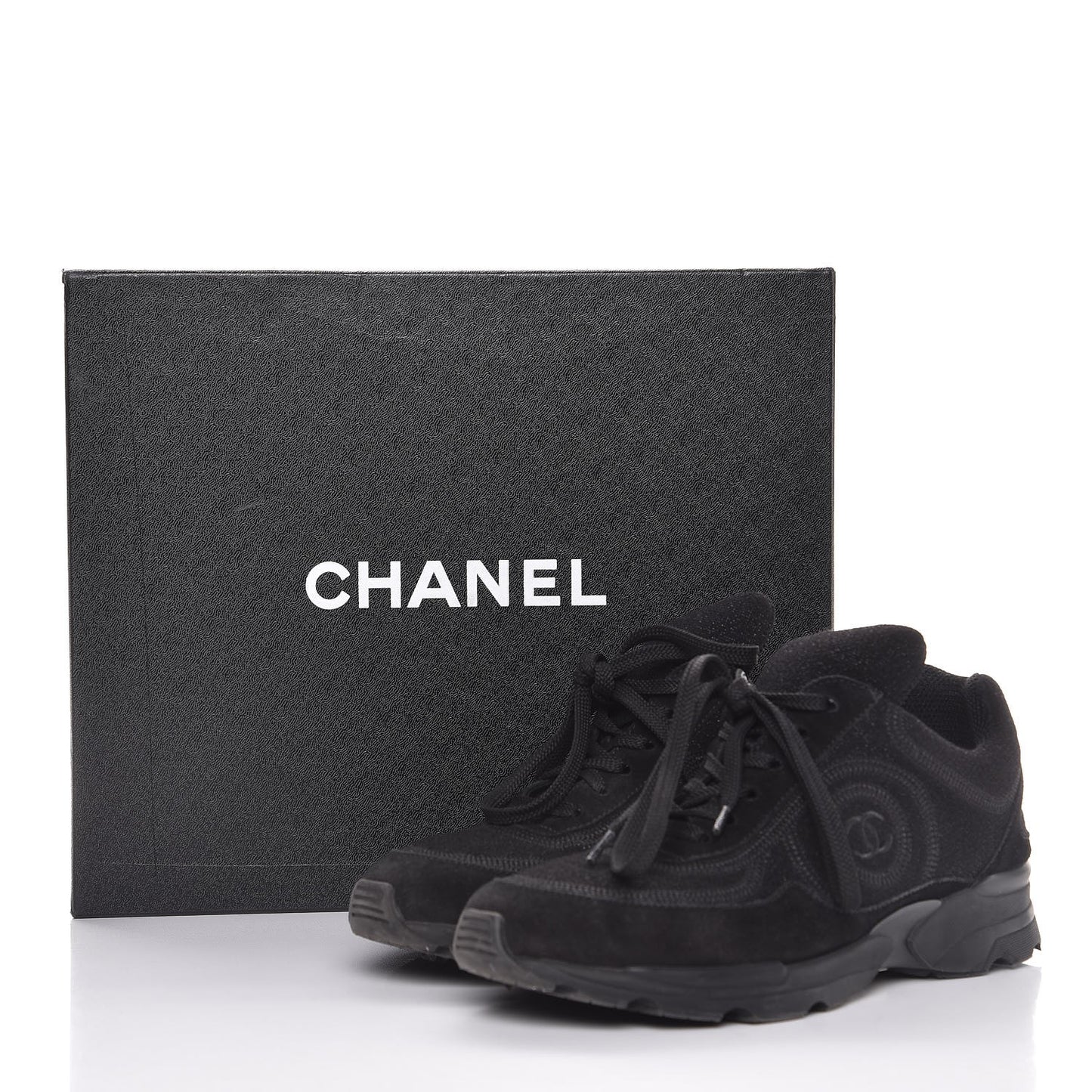 Suede Calfskin CC Sneakers 36.5 Black