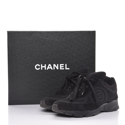 Chanel Suede Calfskin CC Sneakers 36.5 Black 10 of 10