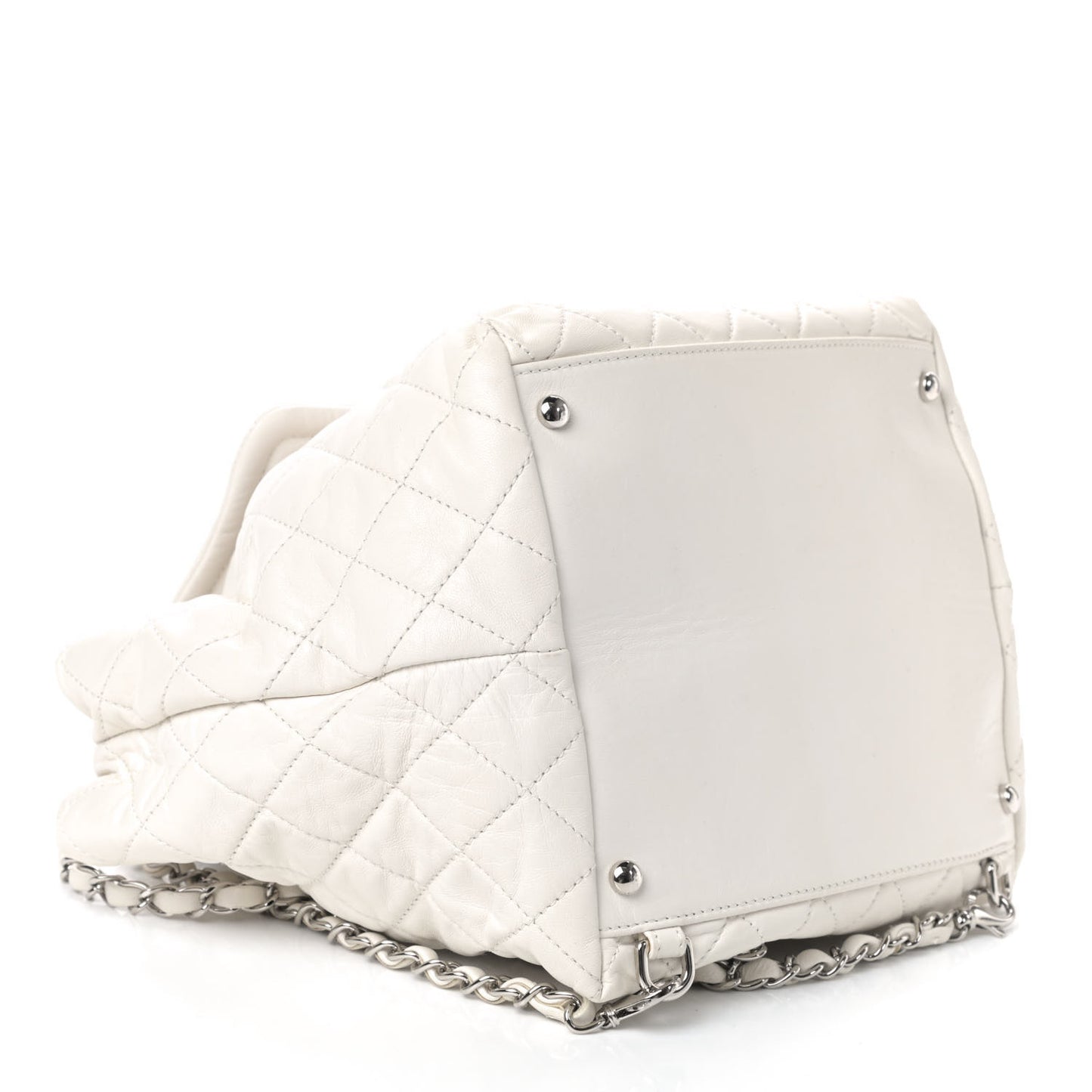 Lambskin Quilted Beijing Backpack Bag White