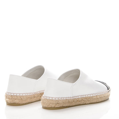 Chanel Grained Calfskin CC Espadrilles 35 White Black 4 of 11