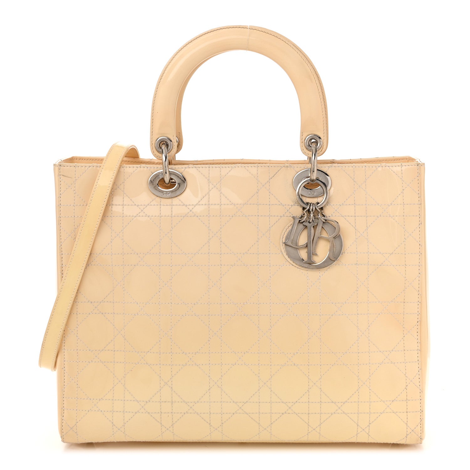 Christian Dior Patent Cannage Stitched Large Lady Dior Beige 1 of 12