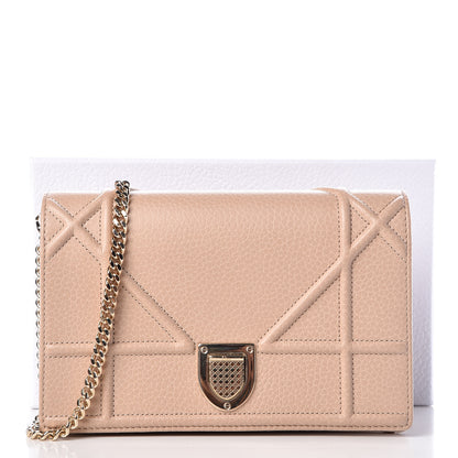 Christian Dior Grained Calfskin Diorama Wallet on Chain Pouch Nude 9 of 9