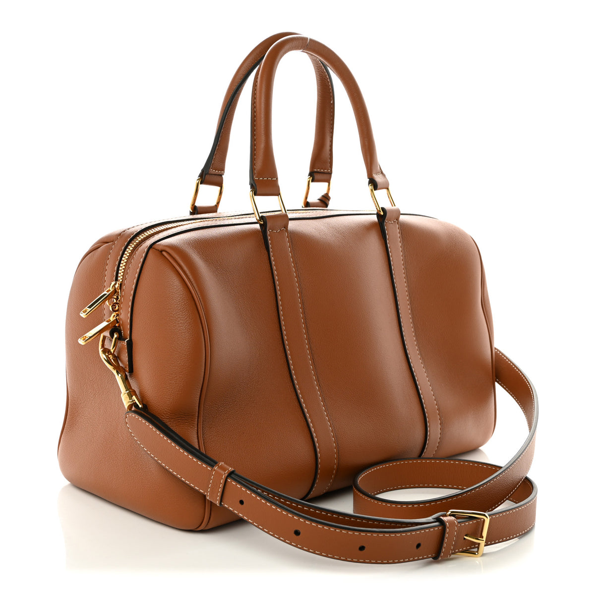Supple Calfskin Large Boston Bag Tan