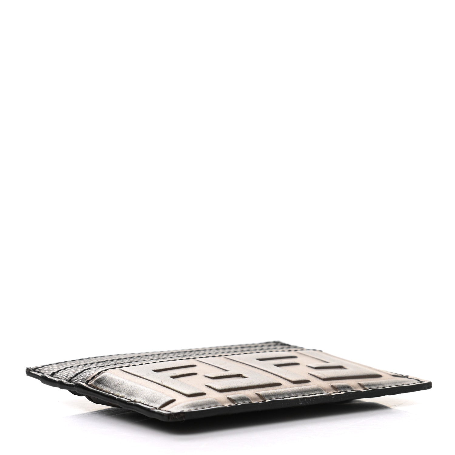 Fendi Vitello Cruise Bi-Color FF 1974 Embossed Card Holder Maya Black 4 of 8