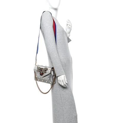 Gucci Metallic Nappa Pearl Studded Mini Queen Margaret Broadway Shoulder Bag Silver 2 of 10