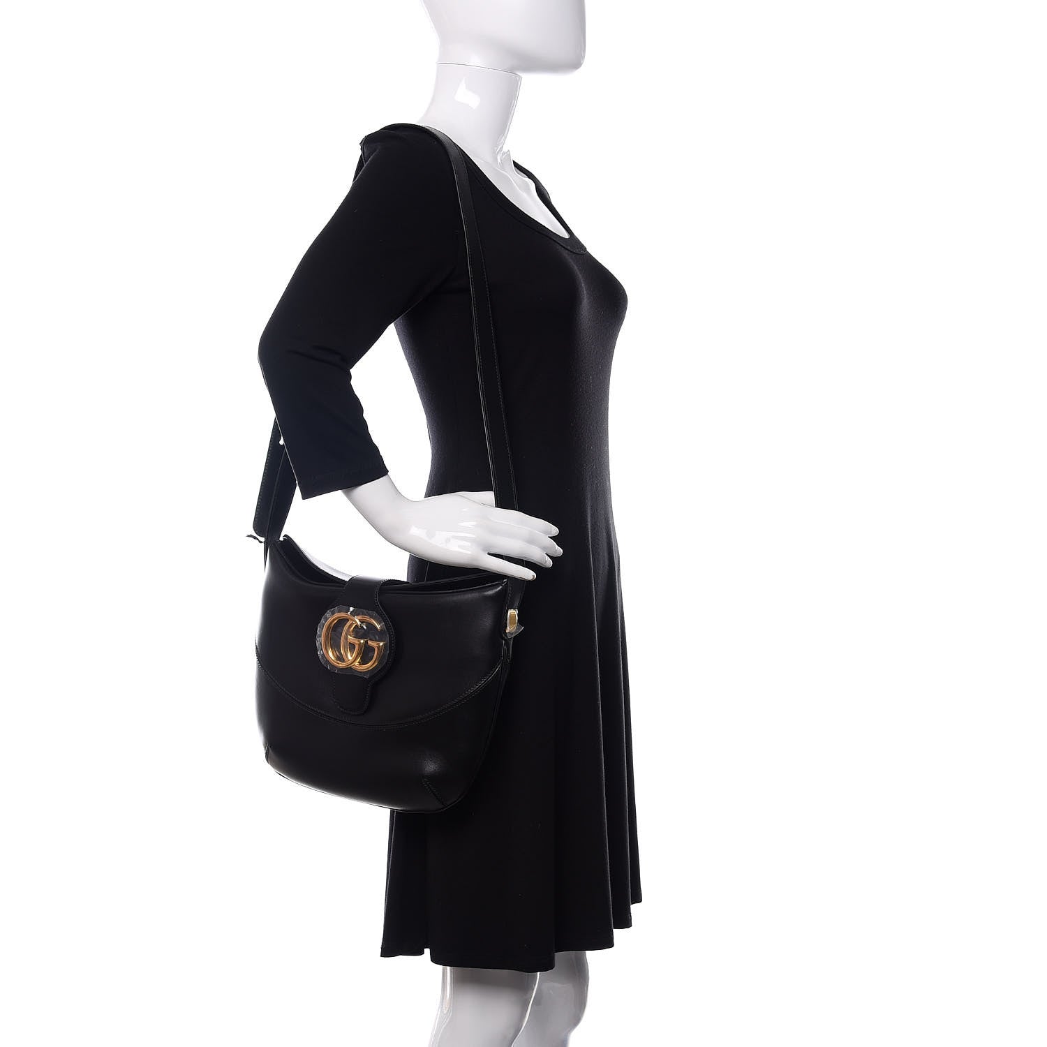 Gucci Calfskin Medium Arli Shoulder Bag Black 2 of 10