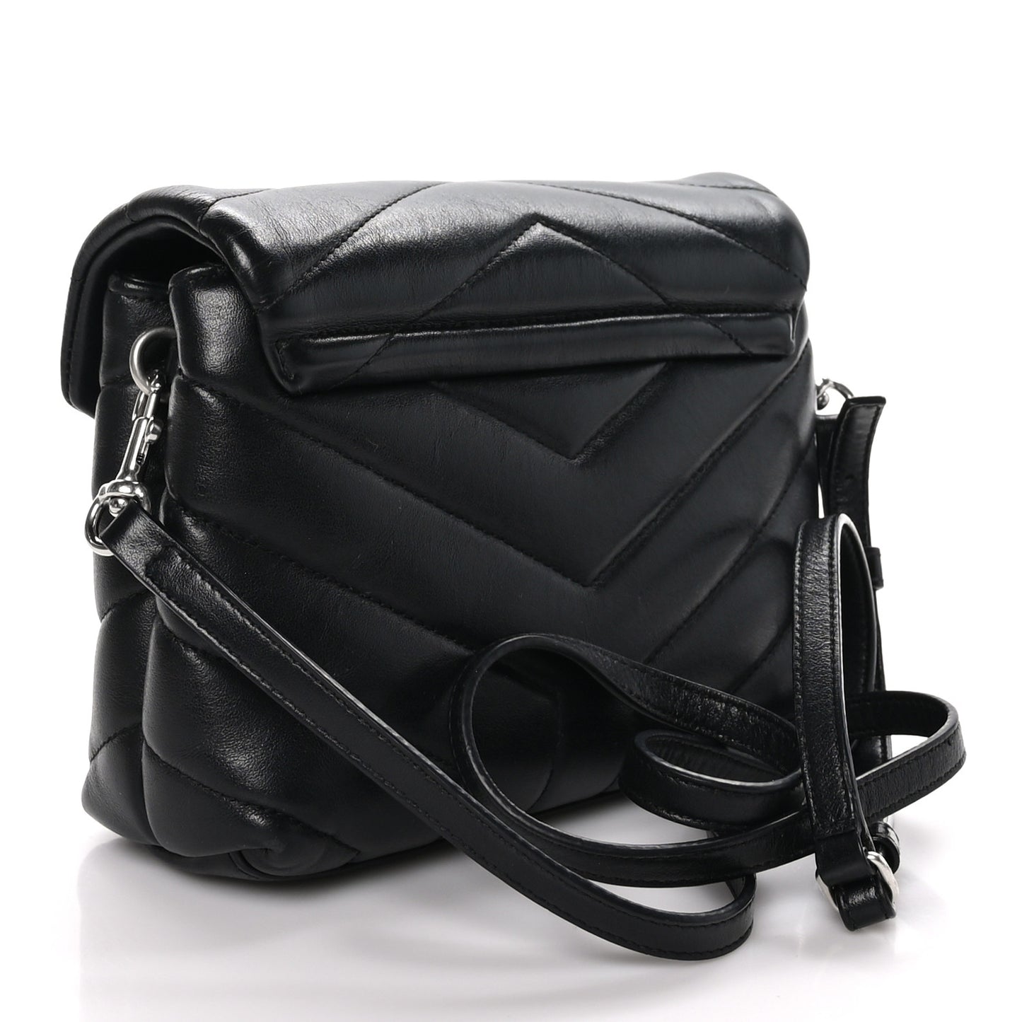 Calfskin Y Quilted Monogram Toy Loulou Crossbody Bag Black