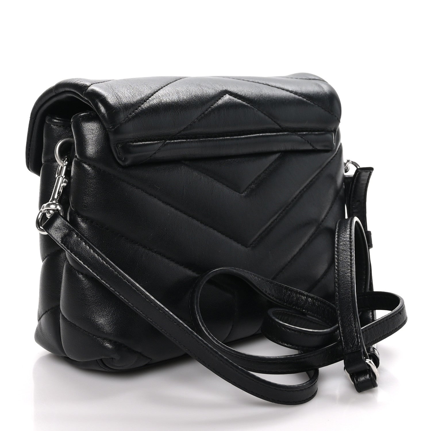 Saint Laurent Calfskin Y Quilted Monogram Toy Loulou Crossbody Bag Black 3 of 9