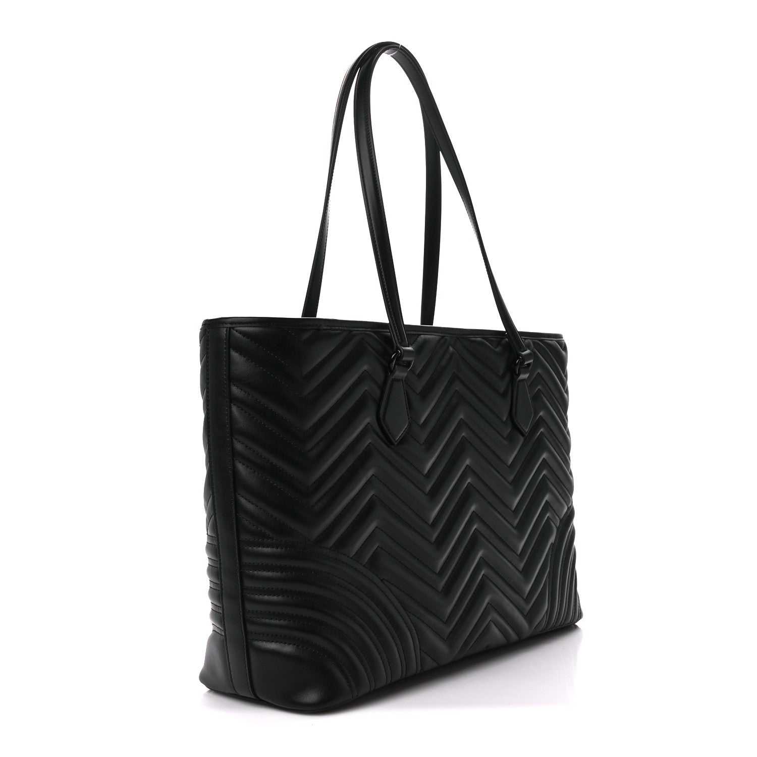 Gucci Calfskin Matelasse Monochrome Large GG Marmont Tote Bag Black 3 of 11