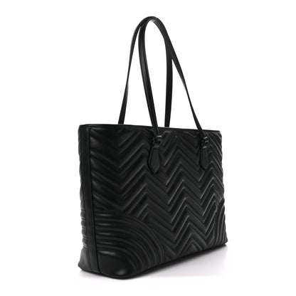 Gucci Calfskin Matelasse Monochrome Large GG Marmont Tote Bag Black 3 of 11
