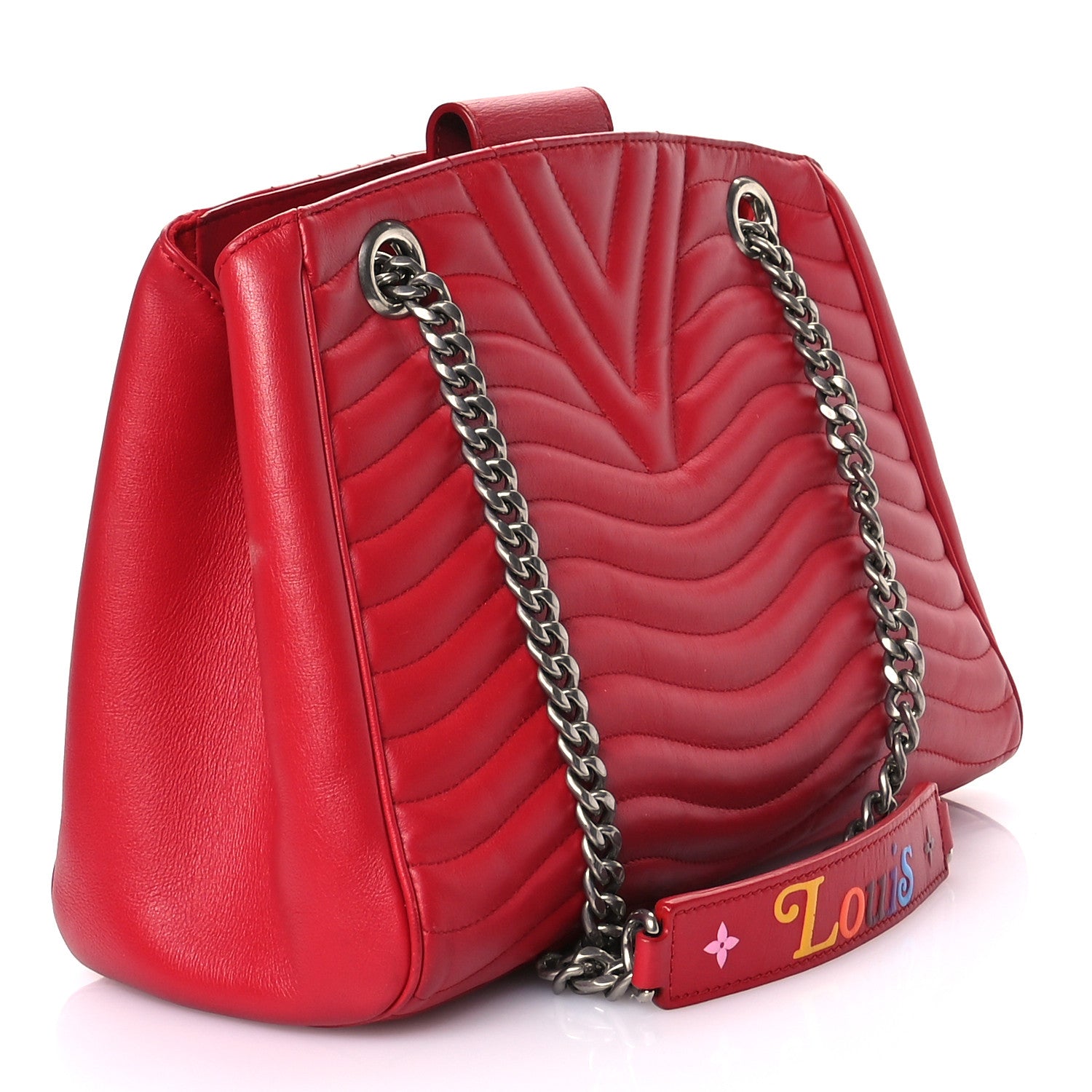 Louis Vuitton Calfskin New Wave Chain Tote Ecarlate 2 of 9