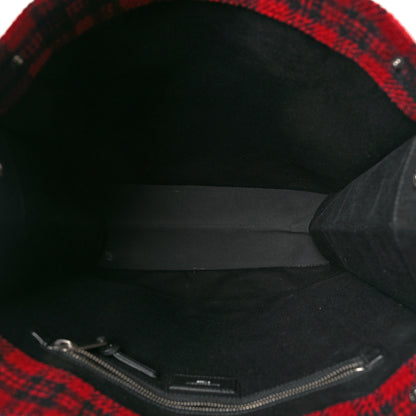 Saint Laurent Wool Tartan Rive Gauche Noe Tote Red Black 5 of 10