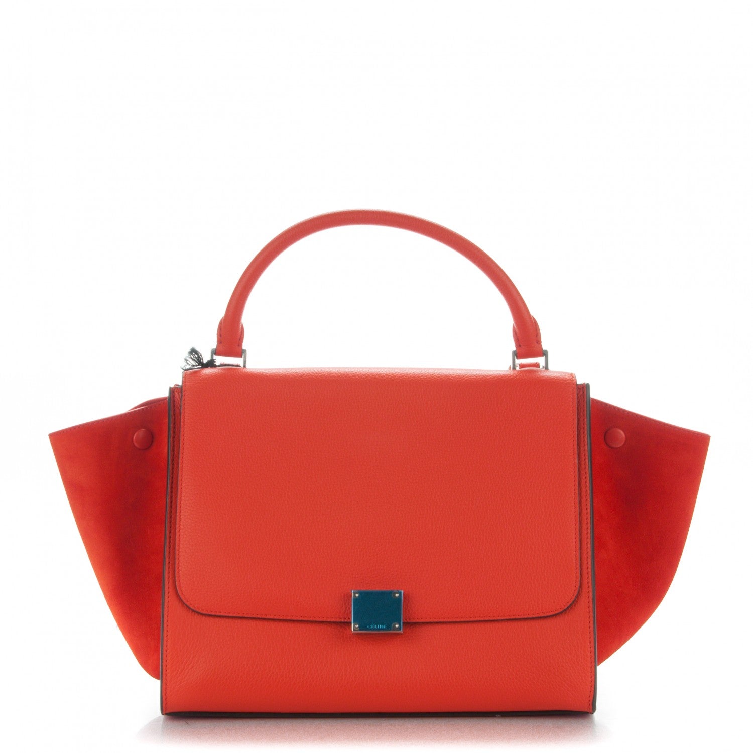 Celine Drummed Calfskin Suede Medium Trapeze Vermillion 1 of 7