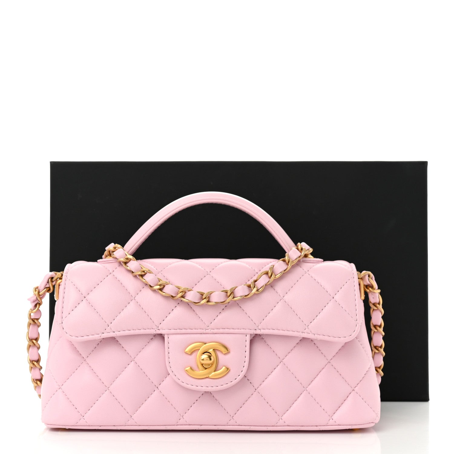 Chanel Lambskin Quilted Mini Flap Top Handle Bag Light Pink 10 of 10