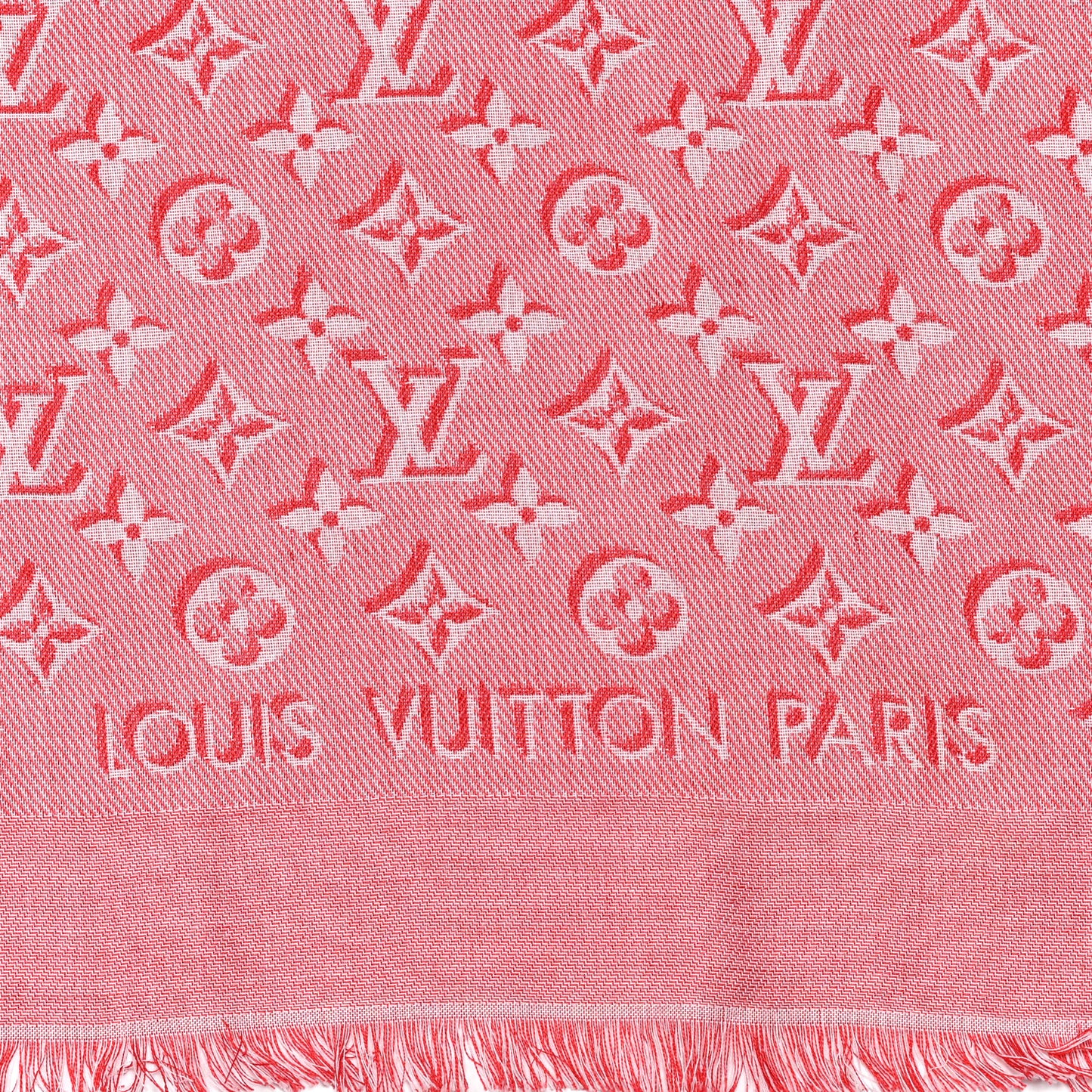 Silk Wool Monogram Umbra Shawl Rouge