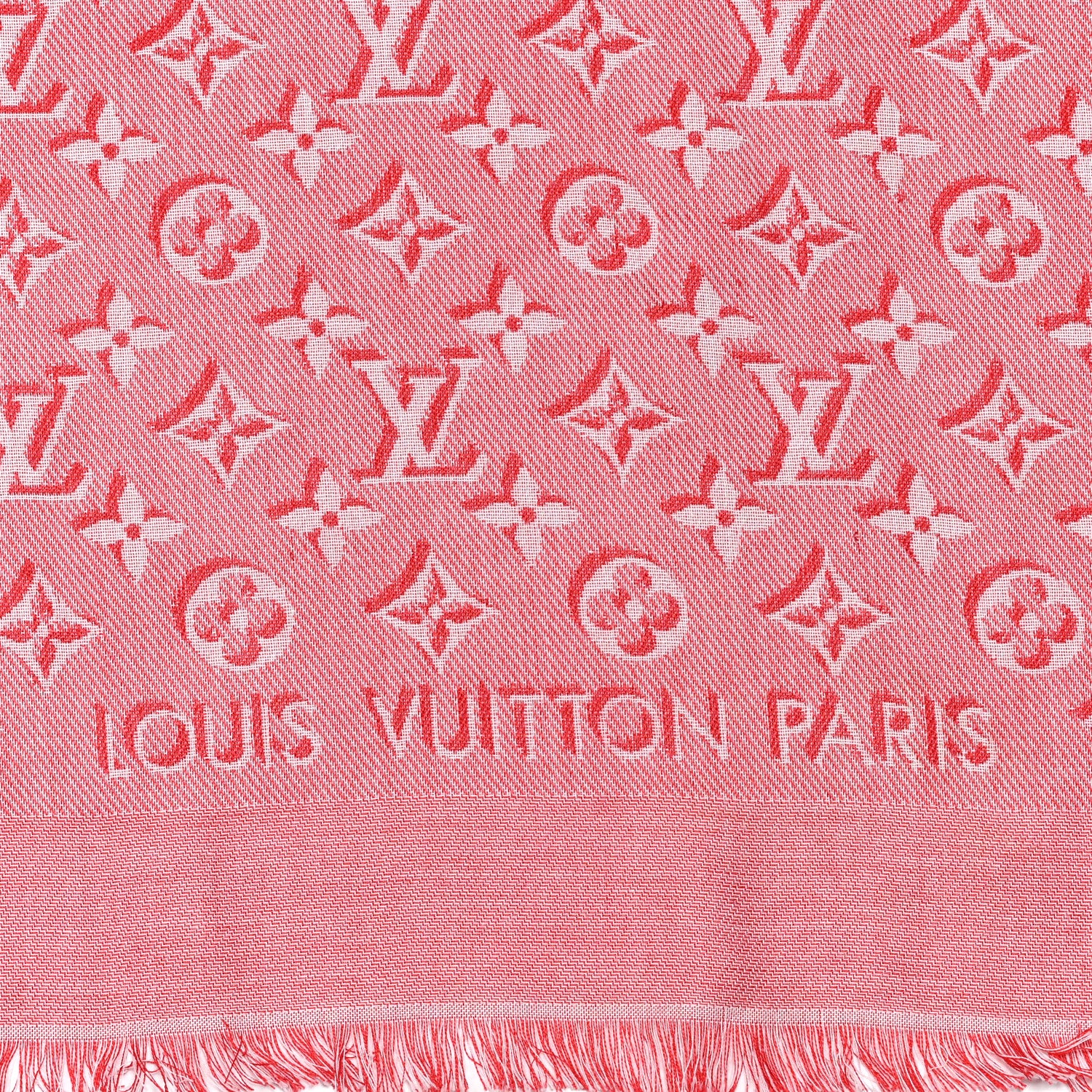 Louis Vuitton Silk Wool Monogram Umbra Shawl Rouge 2 of 3