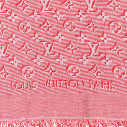 Louis Vuitton Silk Wool Monogram Umbra Shawl Rouge 2 of 3