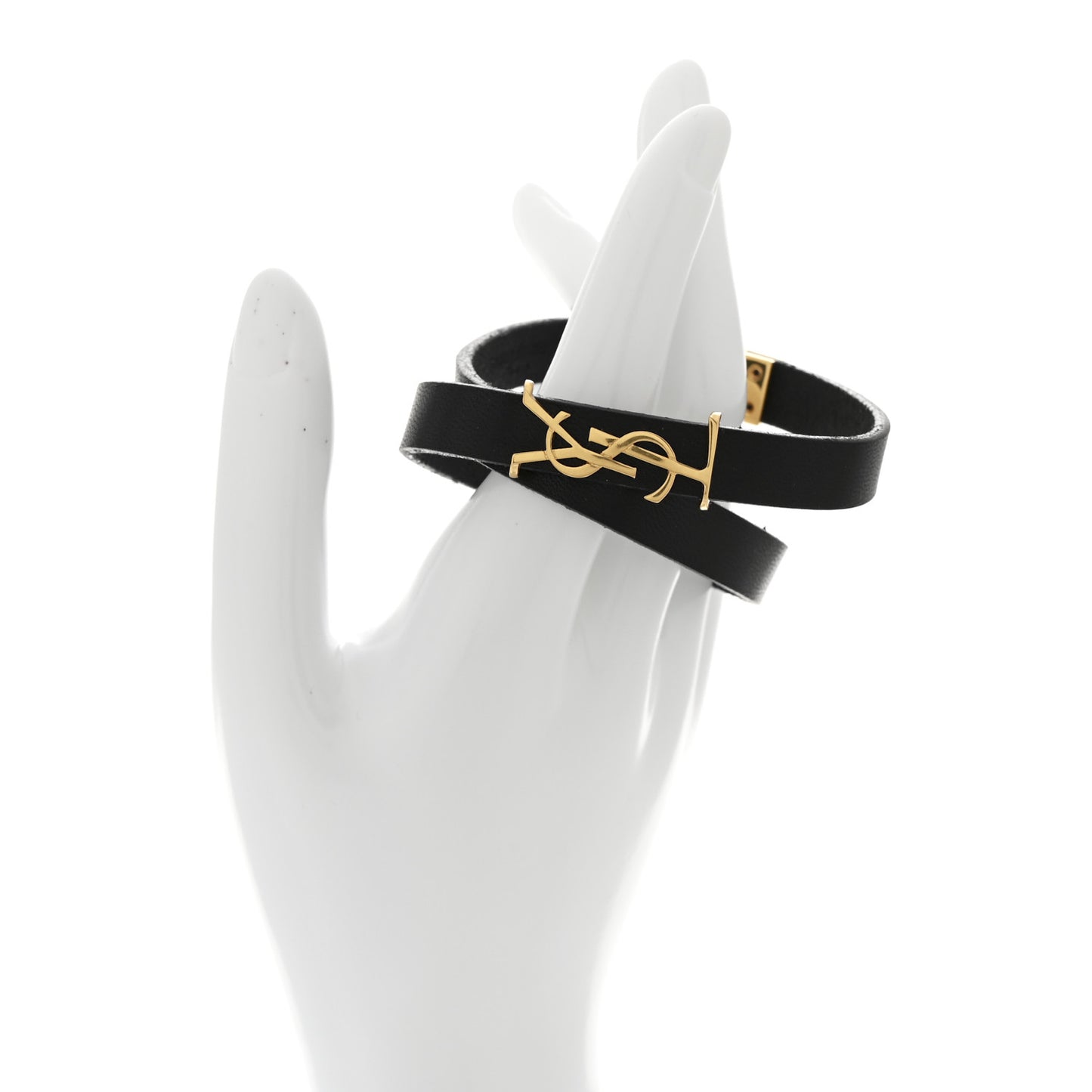 Calfskin Opyum Double Wrap Bracelet Black