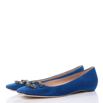Gucci Kid Scamosciato Dionysus Ballet Flats 40 Vintage Bluette 3 of 9