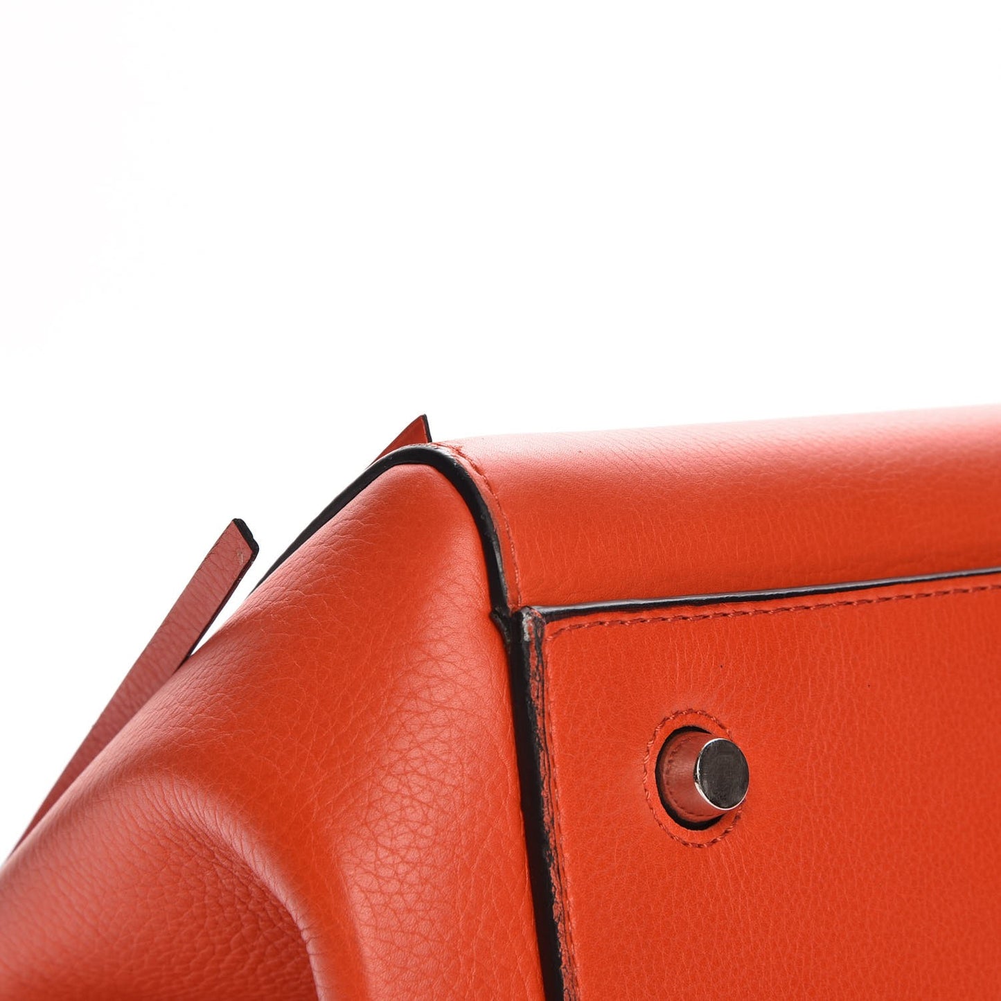 Drummed Calfskin Medium Edge Shoulder Bag Vermillion