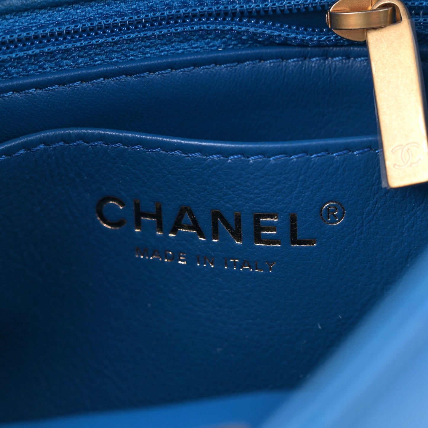Lambskin Quilted Mini Pearl Crush Flap Blue