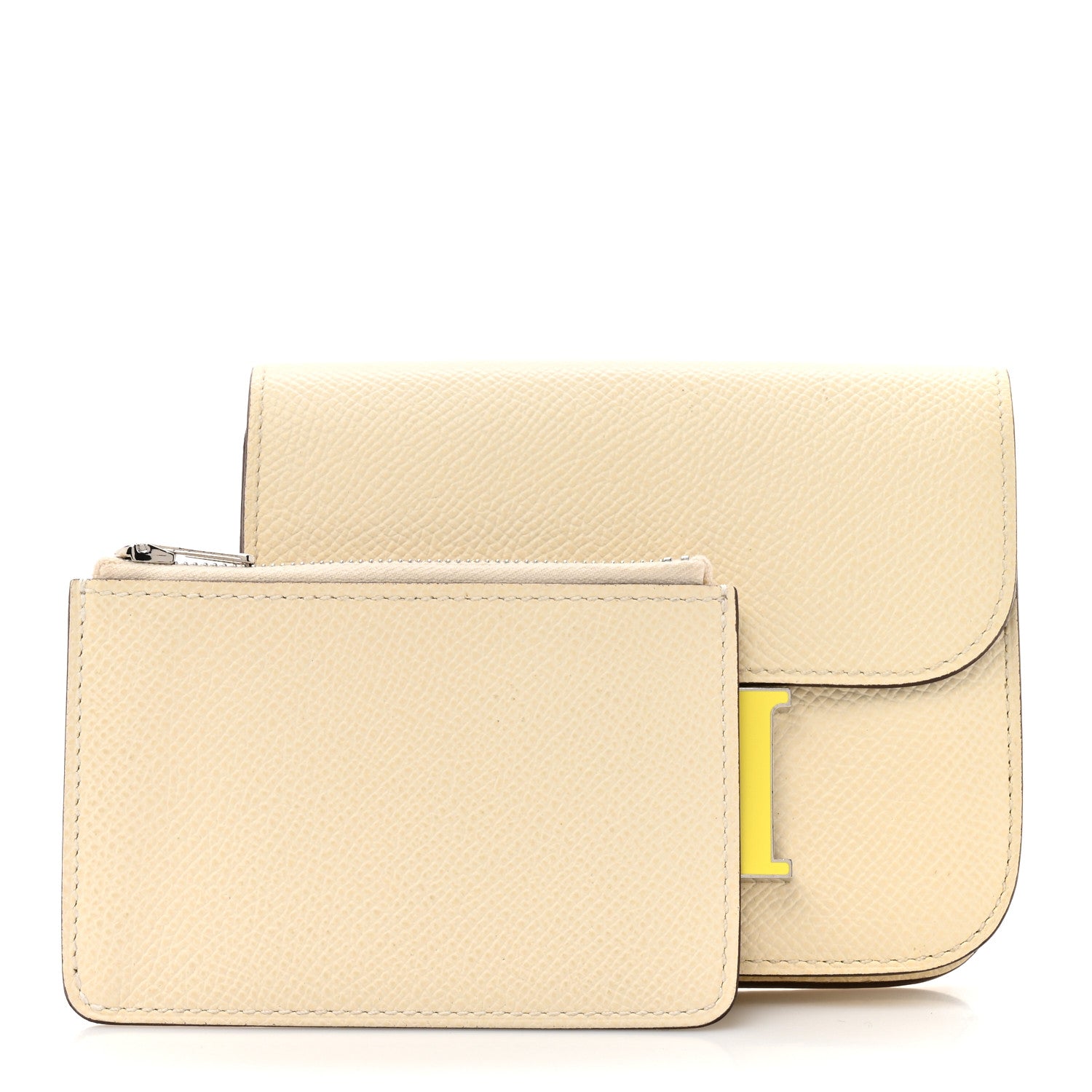 Hermes Epsom Enamel Constance Slim Wallet Nata Lime 3 of 11
