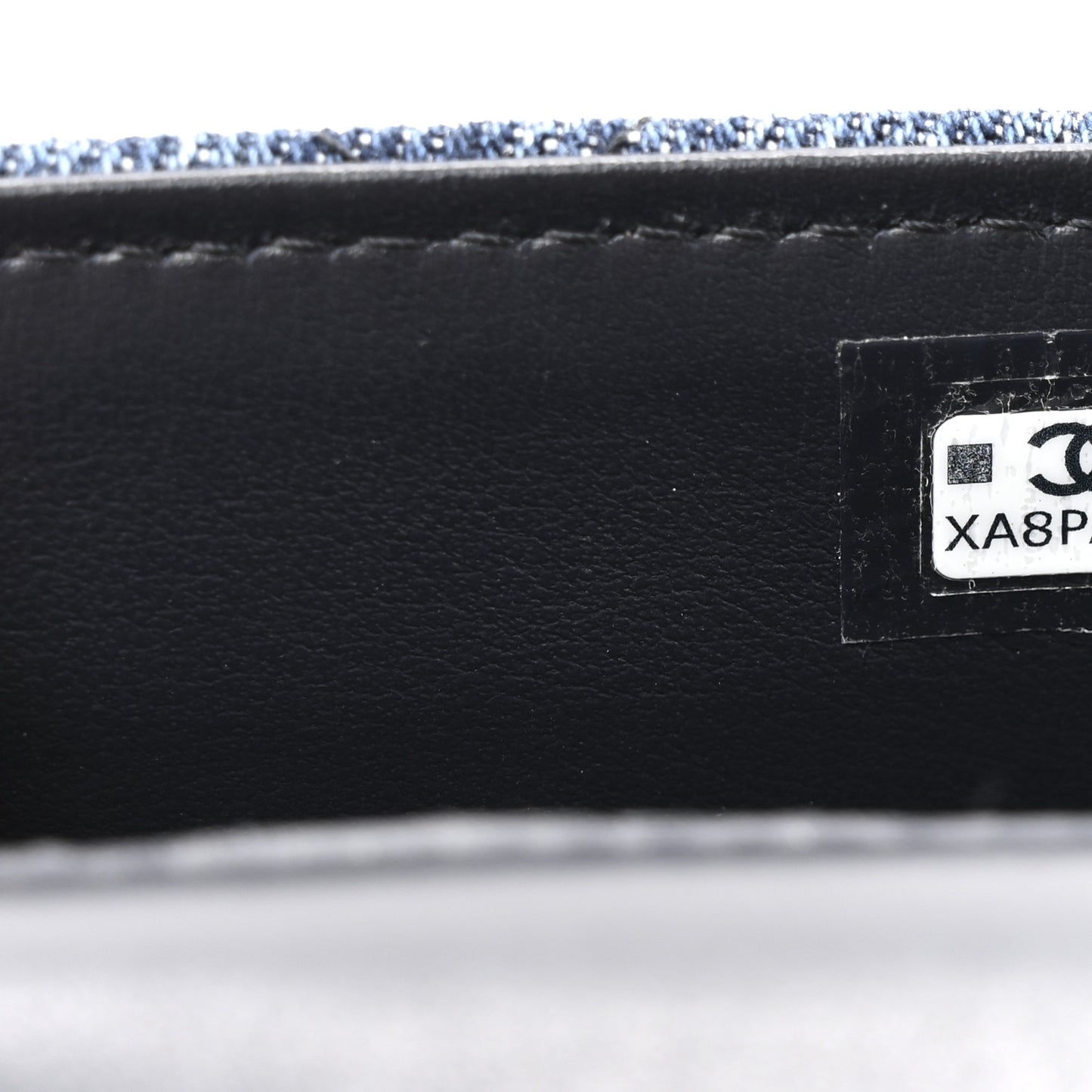 Washed Denim Calfskin Quilted Coco Handle Clutch With Chain Blue