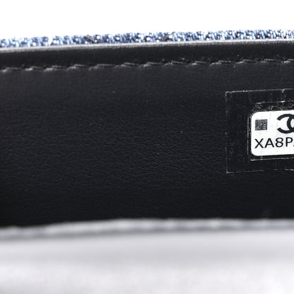 Chanel Washed Denim Calfskin Quilted Coco Handle Clutch With Chain Blue 7 of 10