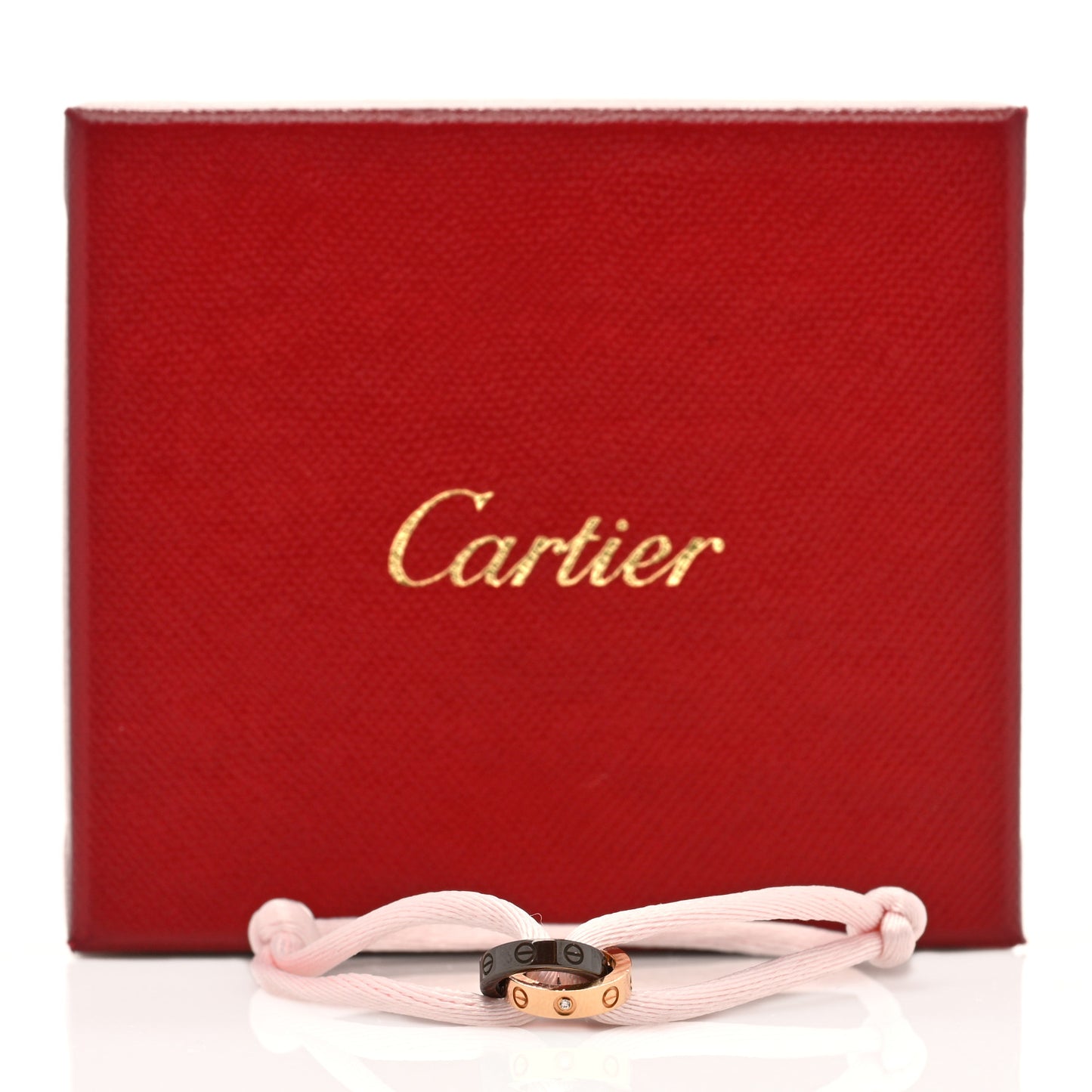18K Pink Gold Ceramic 4 Diamond LOVE Cord Bracelet Pink