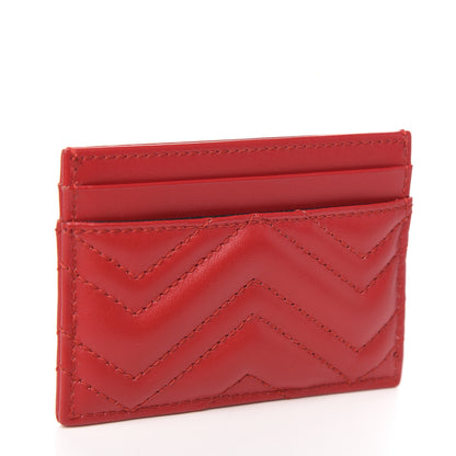 Gucci Calfskin Matelasse GG Marmont Card Holder Hibiscus Red 2 of 6