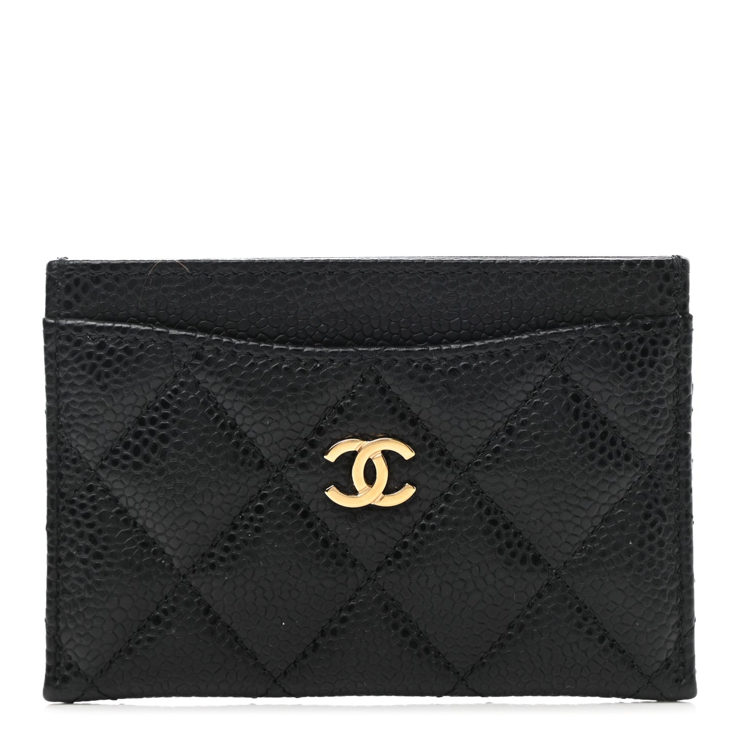 Caviar Quilted Card Holder Black