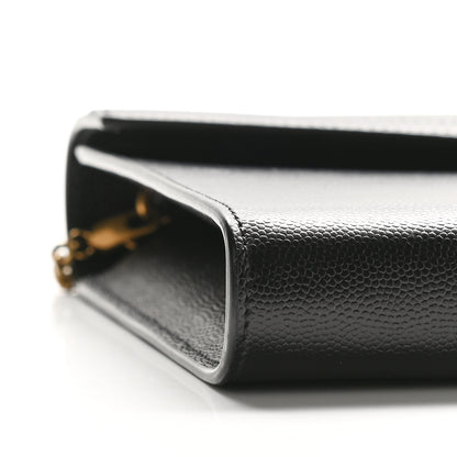 Saint Laurent Grain De Poudre Monogram Cassandra Chain Wallet Black 7 of 8