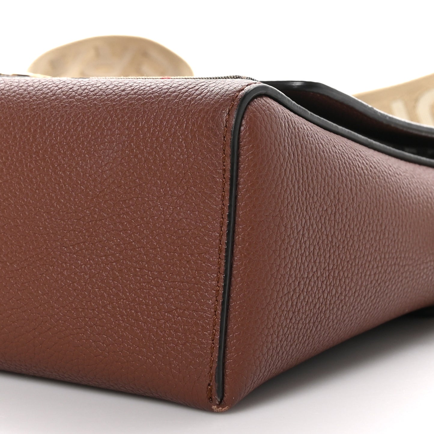 Grainy Calfskin Vintage Check Note Crossbody Bag Malt Brown