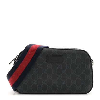Gucci GG Supreme Monogram Web Shoulder Bag Black Grey 1 of 13