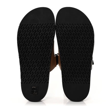 Hermes Calfskin Mens Chypre Sandals 42 Naturel Safari Black 5 of 10