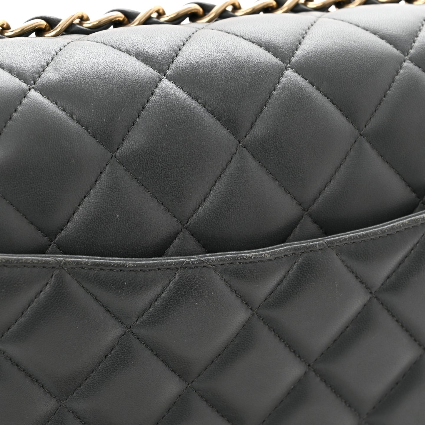 Caviar Quilted Jumbo Double Flap Dark Grey
