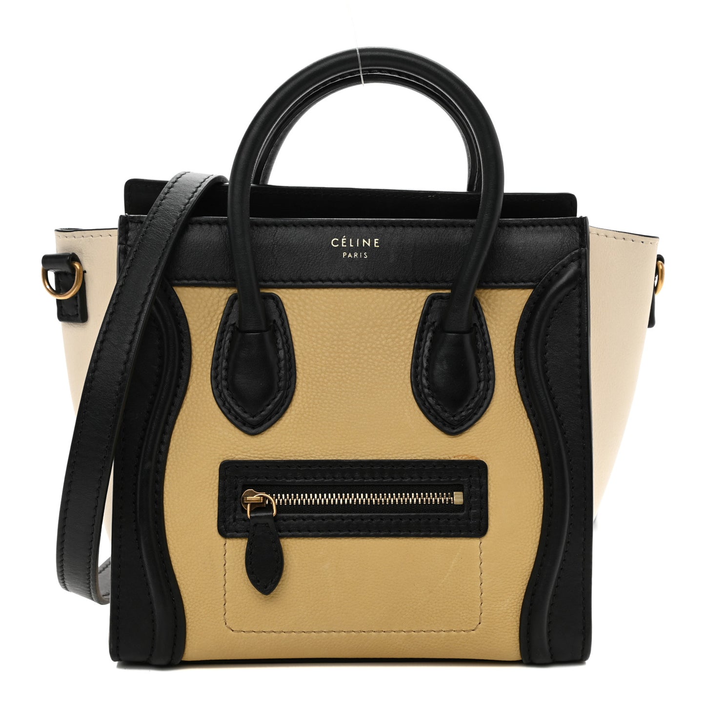 Smooth Drummed Calfskin Nano Tri-Color Luggage Vanilla