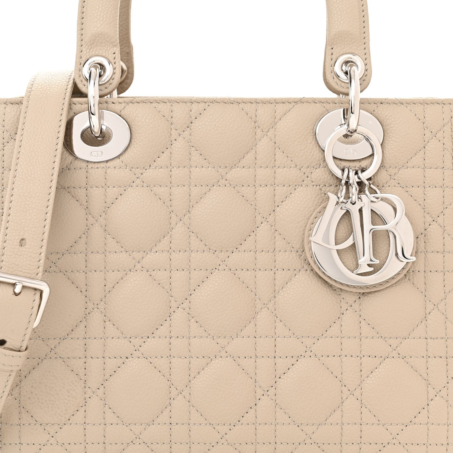 Christian Dior Grained Calfskin Cannage Medium Lady Dior Natural 8 of 13